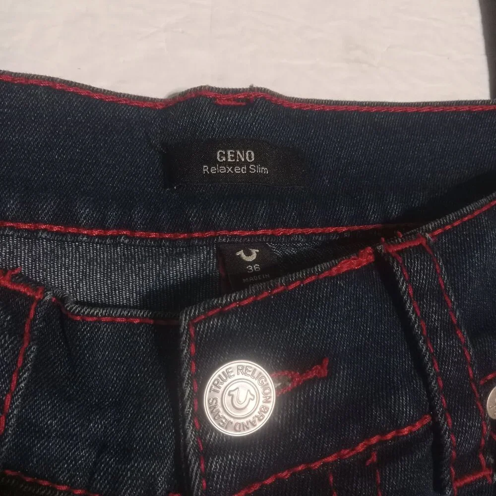 True Religion Men's NWT Geno Big T Flap Relaxed Slim Jeans 36x32  700606